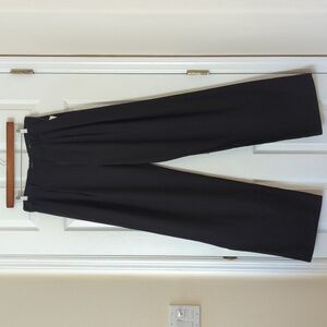 Gap 365 Linen Blend Pleated High Rise Wide Straight Leg Trousers Black 10 Tall